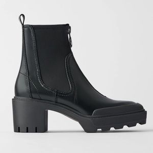 Zara Heeled Lug Sole Front Zip Boots